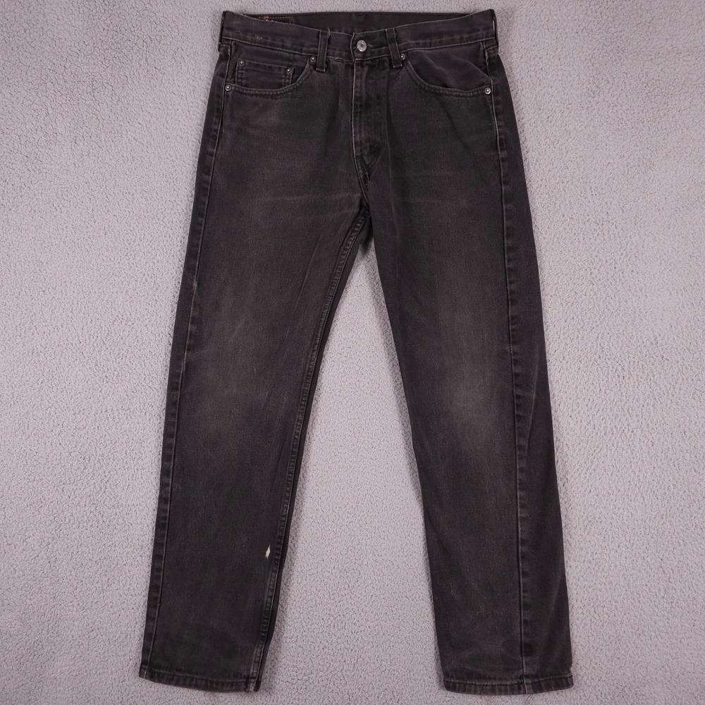 Levis 505 Jeans Men 33x31* Black Regular Fit Straight Distressed Grunge Workwear
